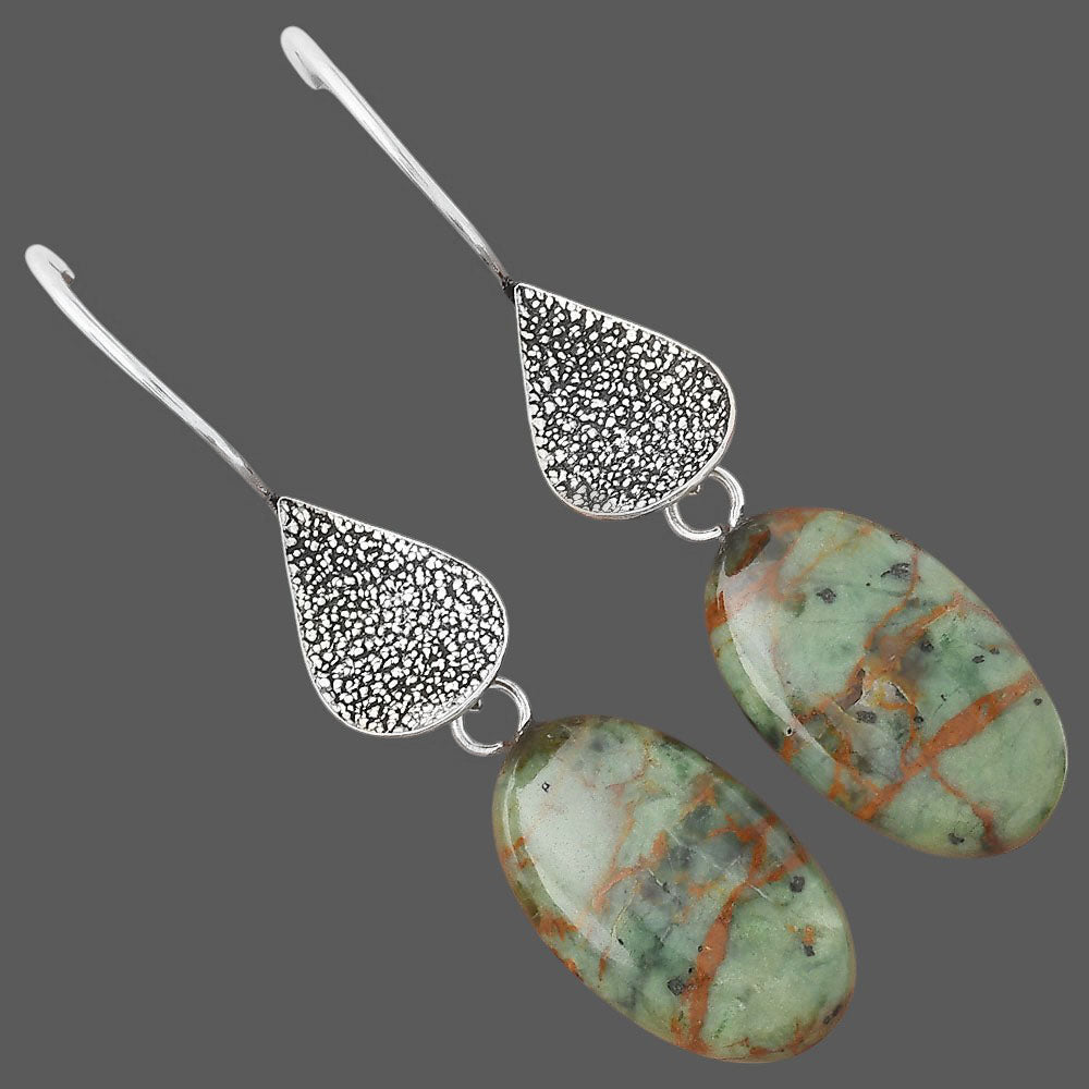 Natural Turkish Rainforest Chrysocolla Earrings E-1094 SDE88340