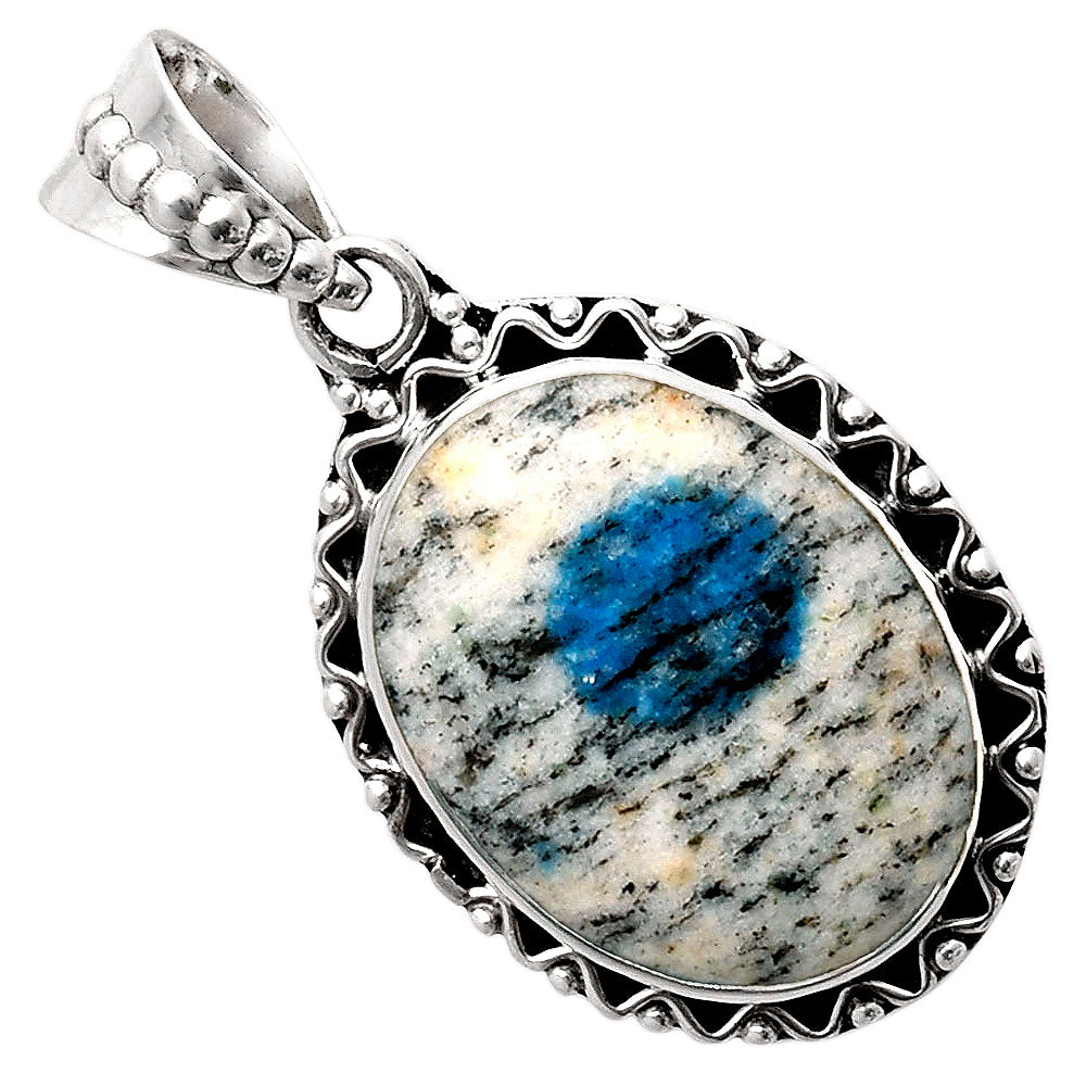 Natural K2 Blue - Azurite In Quartz Pendant P-1514 SDP104634