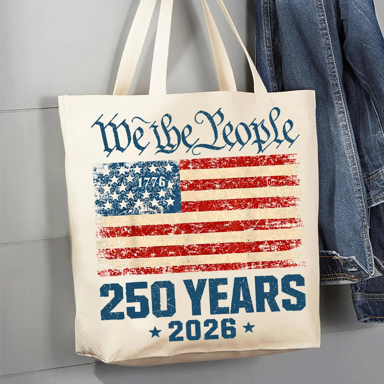 Patriotic We the People 250 America Canvas Tote Bag