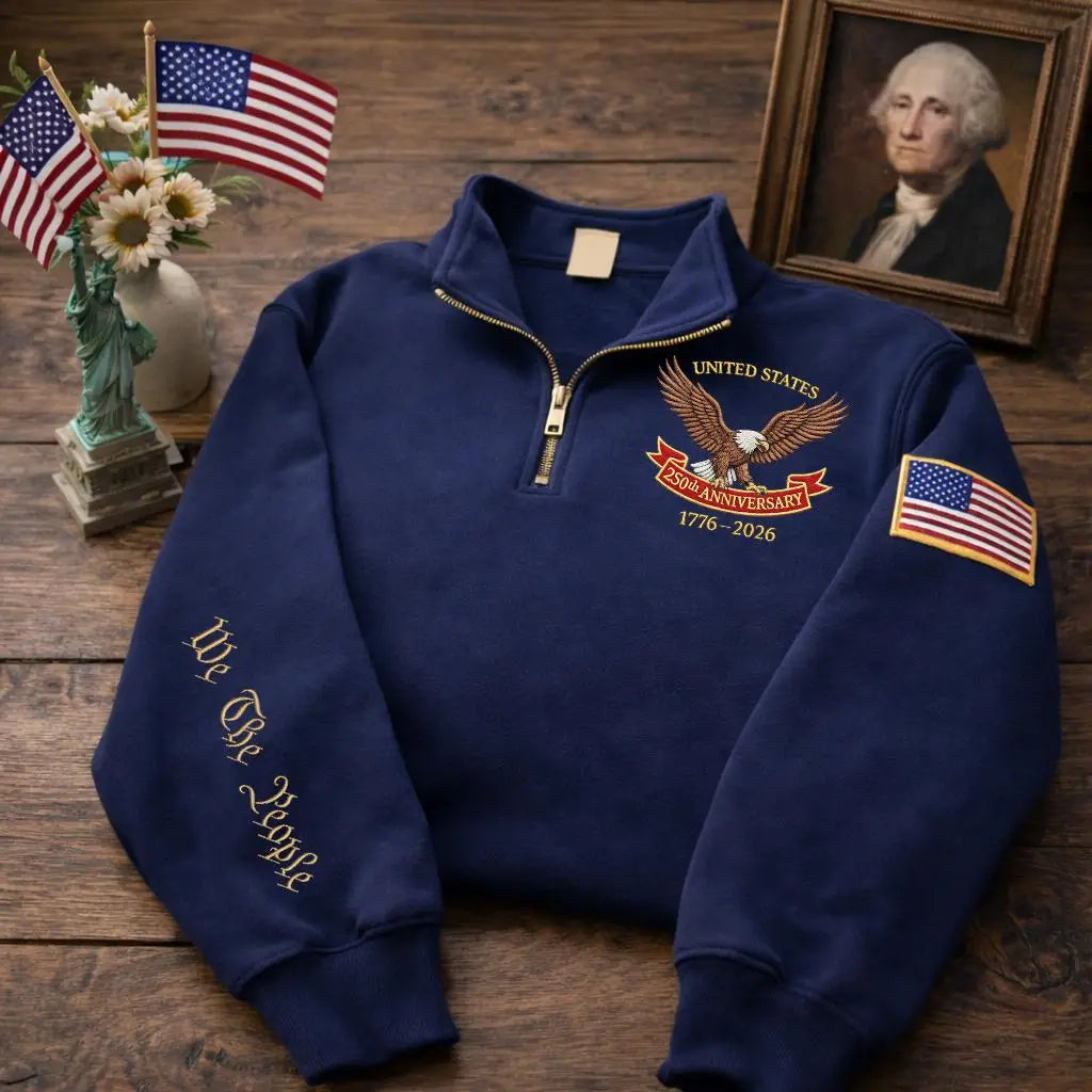 USA 250 Anniversary Quarter-Zip Sweatshirt, Us Flag Sweater
