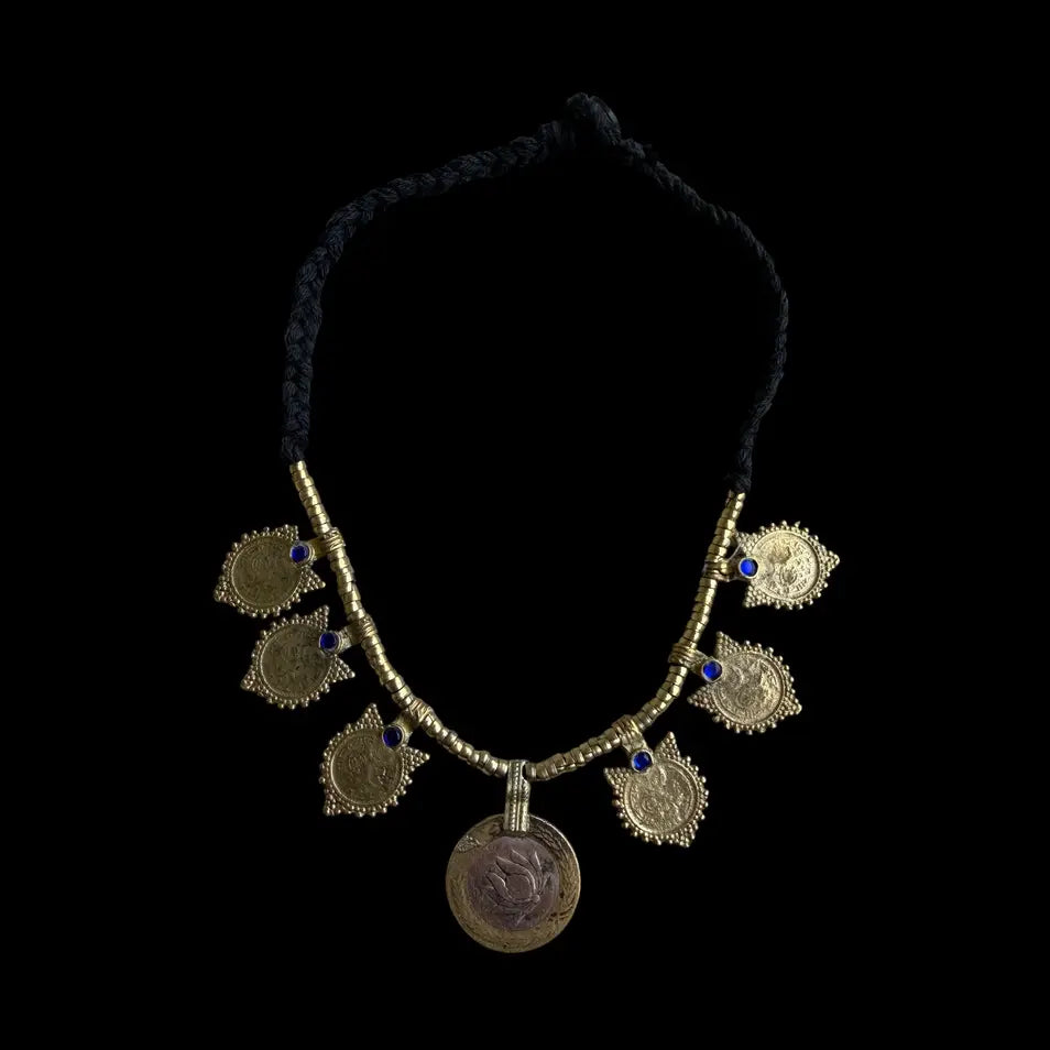 Tribal Collar Necklace- Vintage Coin Choker Necklace