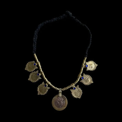 Tribal Collar Necklace- Vintage Coin Choker Necklace