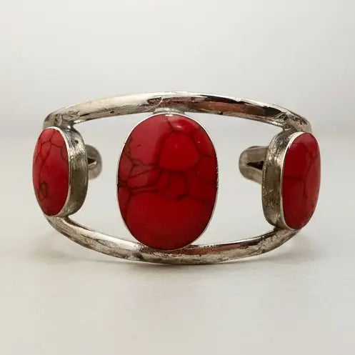 Red Coral Bracelet- Afghan Cuff Bracelet