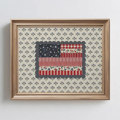 Cottage Quilt American Flag Art Print
