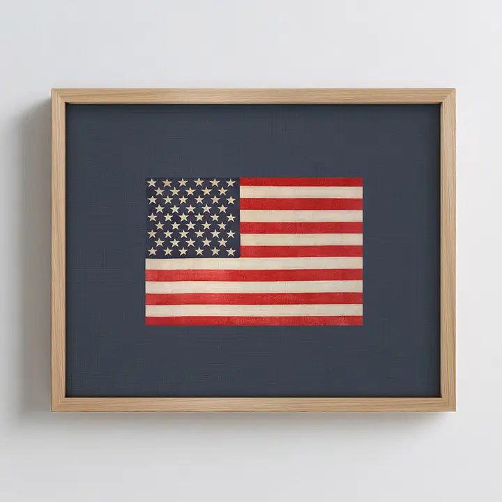 Navy Background American Flag Art Print