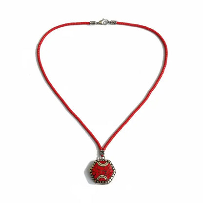 Red Coral Nepali Necklace- Tibetan Coral Beaded Necklace