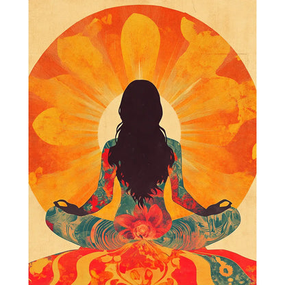 Morning Meditation - Retro 60's & 70's Art Prints - 8x10 Art Print For 11x14 Frame