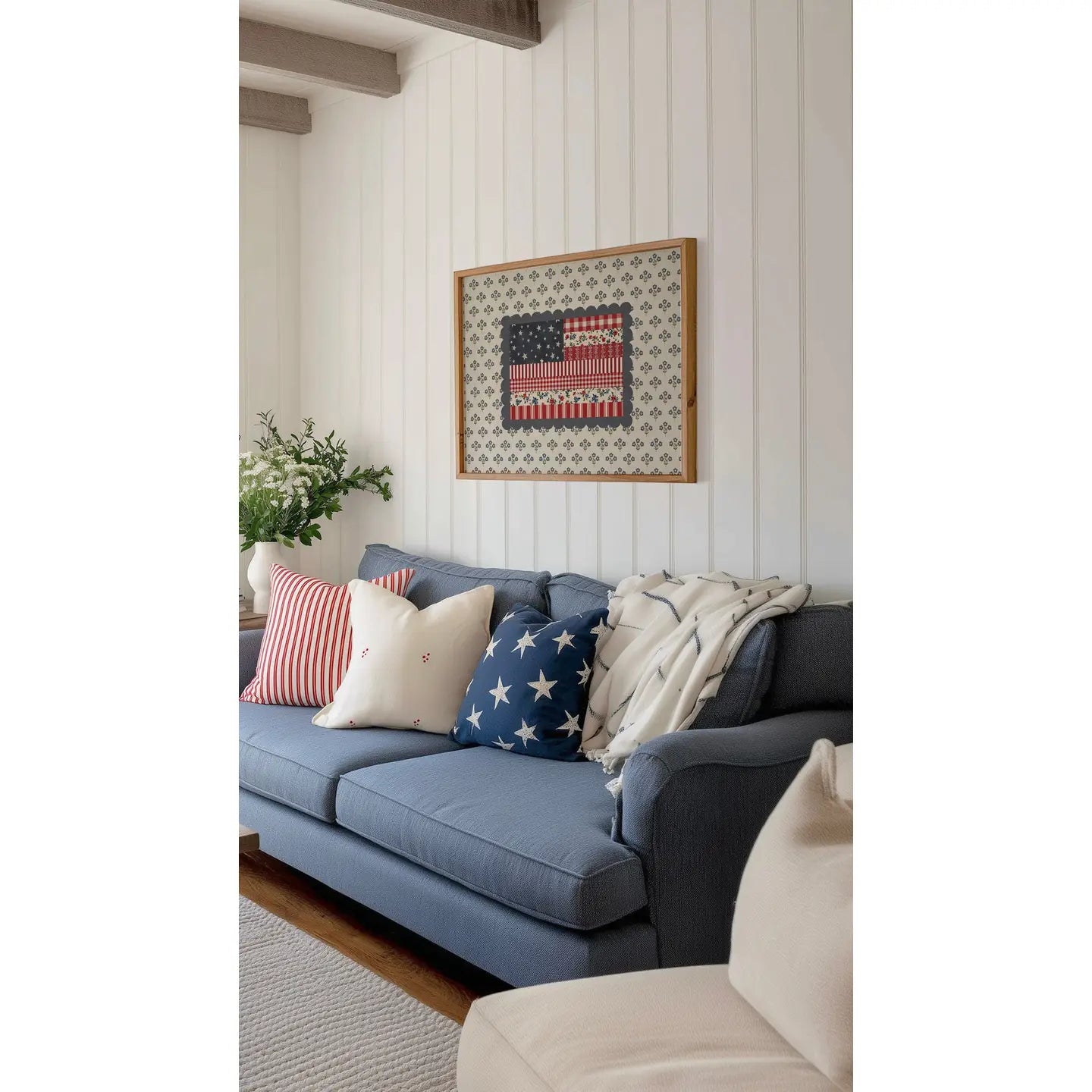 Cottage Quilt American Flag Art Print