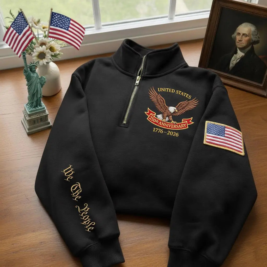 USA 250 Anniversary Quarter-Zip Sweatshirt, Us Flag Sweater