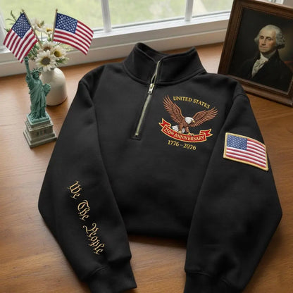 USA 250 Anniversary Quarter-Zip Sweatshirt, Us Flag Sweater