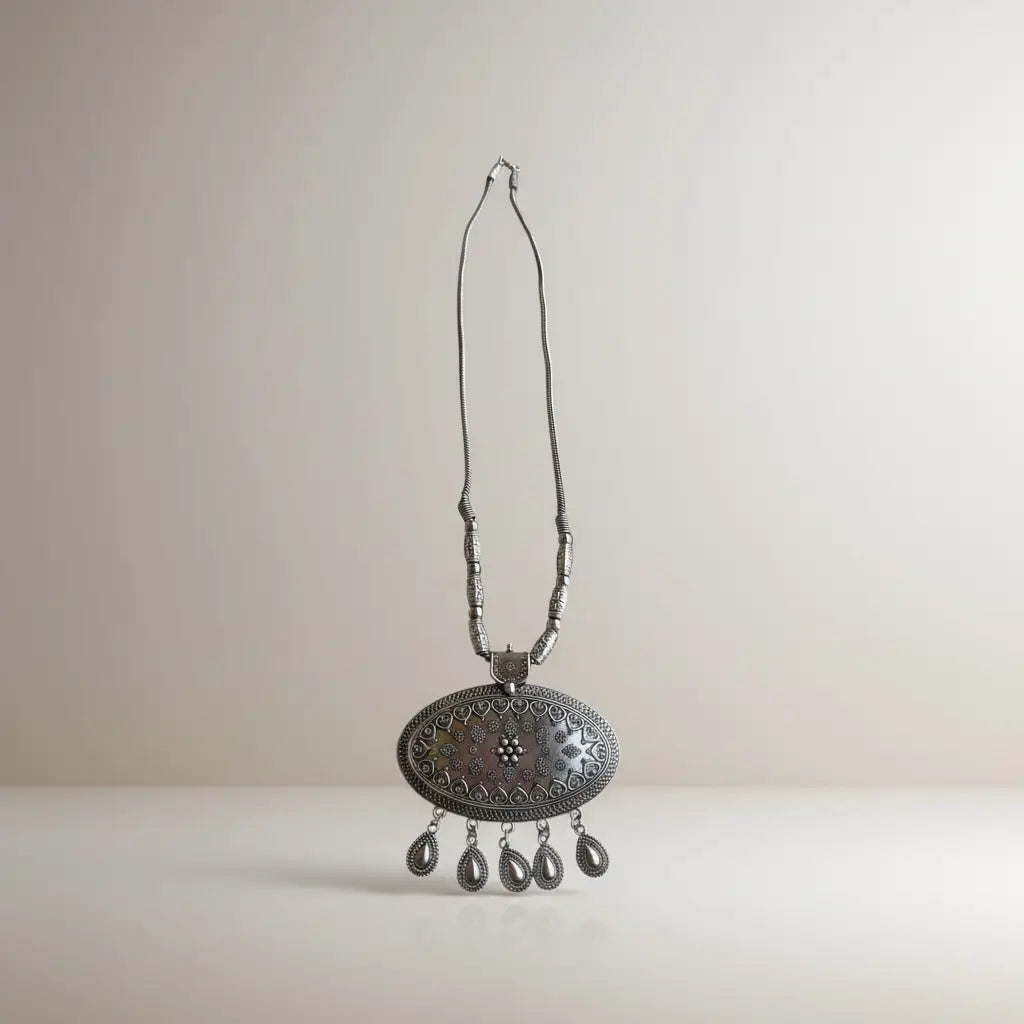 Silver Ethnic Necklace-