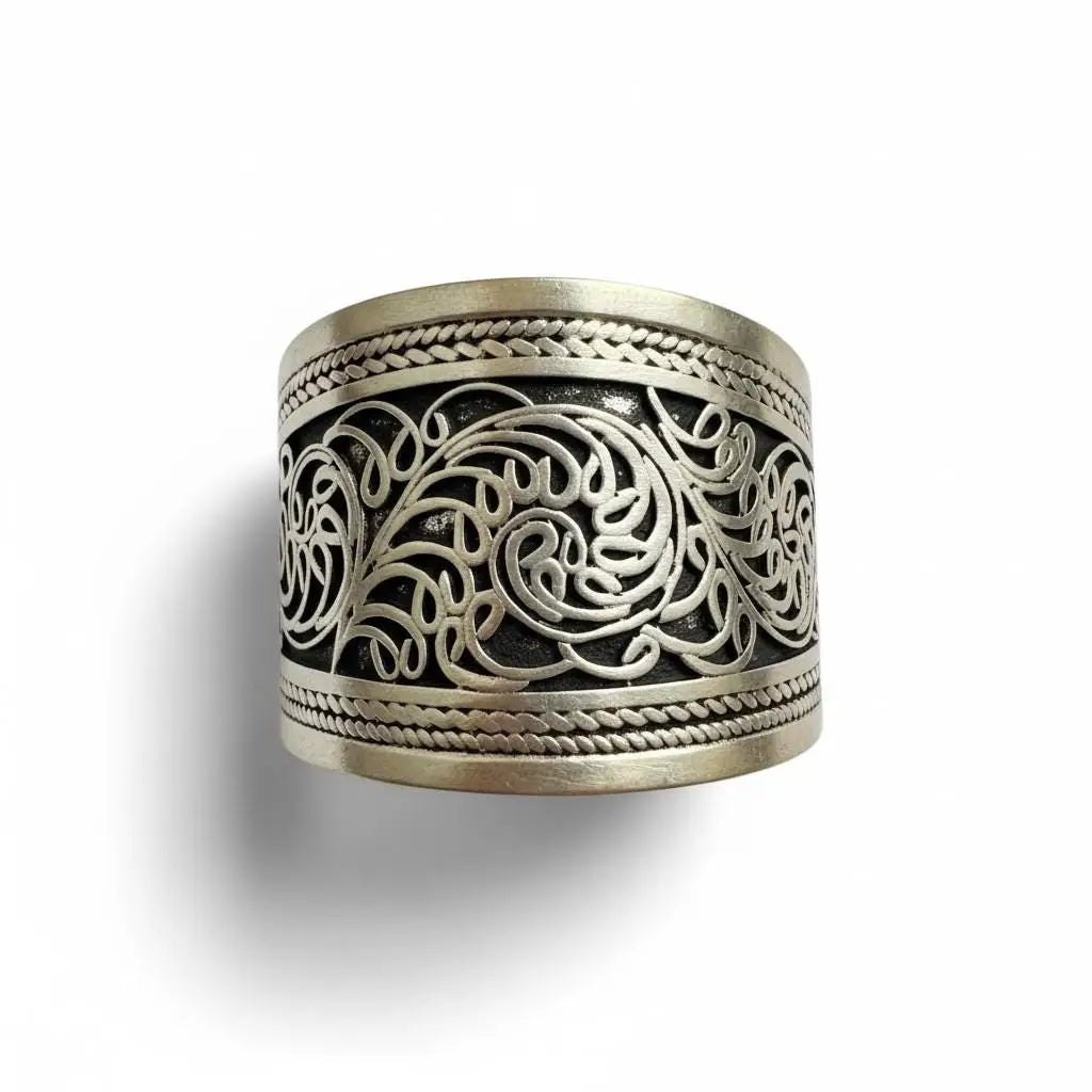 Silver Adjustable Buddhist Stacking Ring- Healing Jewelry