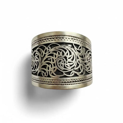 Silver Adjustable Buddhist Stacking Ring- Healing Jewelry