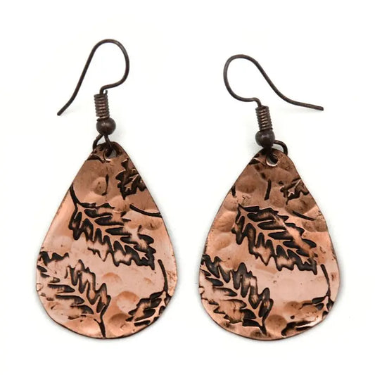 Winter Tree Silver Engraved Earrings