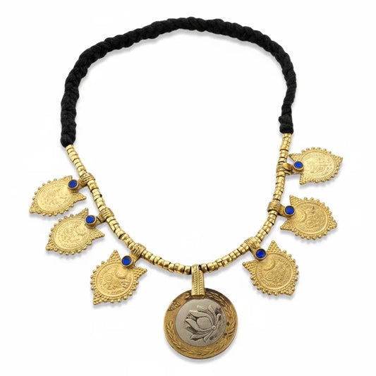 Tribal Collar Necklace- Vintage Coin Choker Necklace