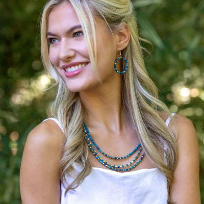 Aasha Glimmer Aqua Kantha Layered & Handcrafted Necklace