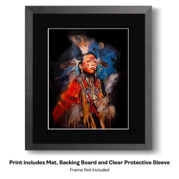 Portrait of A Young Warrior - Southwestern Art Prints 8x10 Artwork For 12x14 Frame
