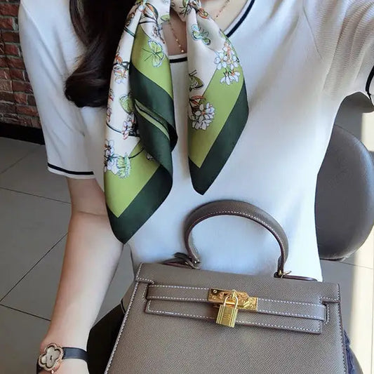 Floral Printed Shawl & Scarf - Green Color, Square Shape