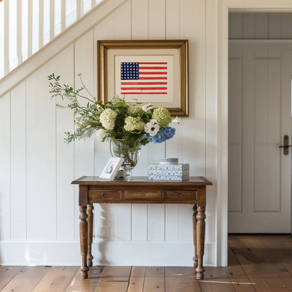 American Flag On Beige Art Print