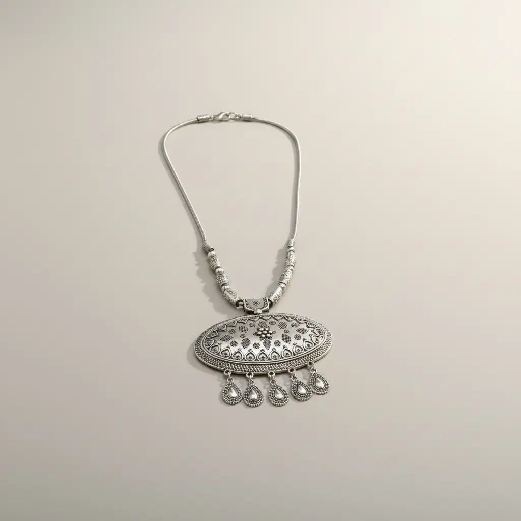 Silver Ethnic Necklace-