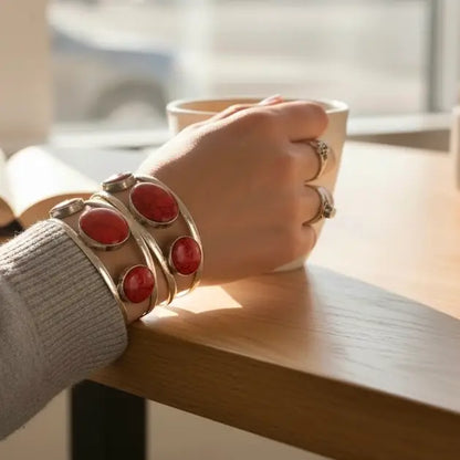 Red Coral Bracelet- Afghan Cuff Bracelet
