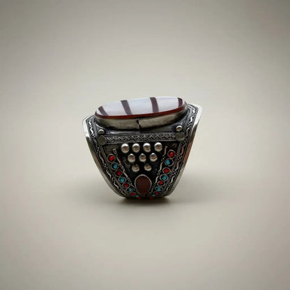 Vintage Maroon Aqeeq Cuff Bracelet, Afghan Kuchi Jewelry