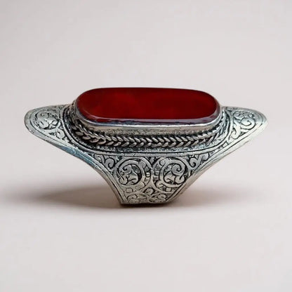 Aqeeq Agate Saddle Ring: Afghan Wirework Silver Ring, Size 9