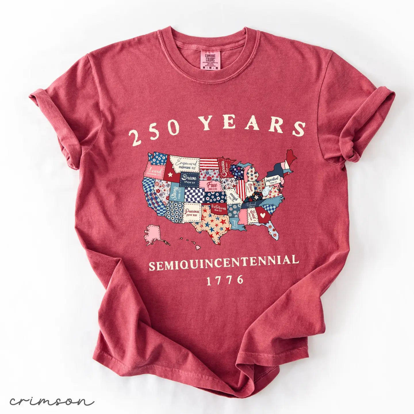 Comfort Colors Retro USA 250 Map Shirt, Independence Day Tee