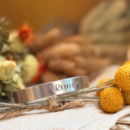 Stamped Aluminum Bracelet, Be Good, Resist, Protest