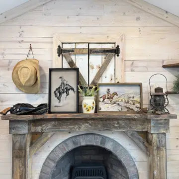 Ride 'em Cowboy - Cowboy Canvas Art - Wood Framed Wall Art