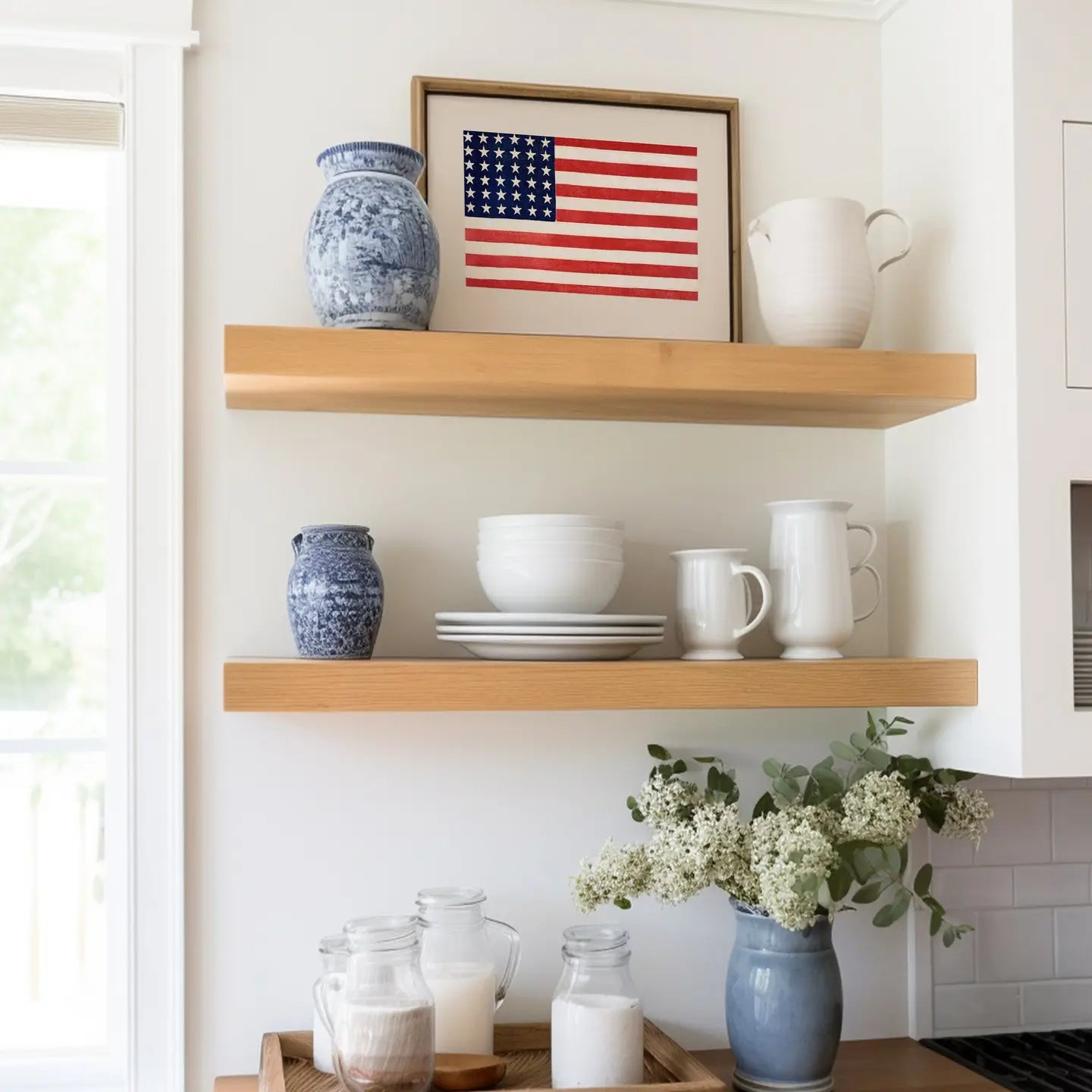 American Flag On Beige Art Print