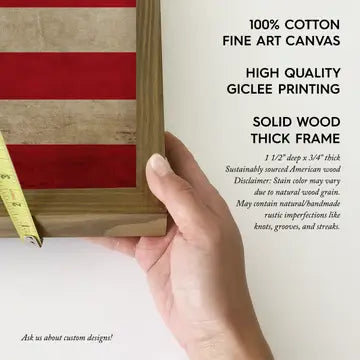 American Flag Vintage - Patriotic Canvas Art - Wood Framed