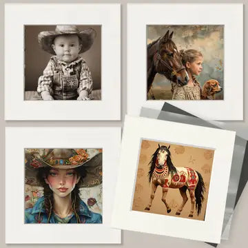 Vintage Southwest Cowgirl - Wall Art Print - Coastal Cowgirl 8"x10" Artwork - 11"x14" Mat