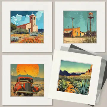 Vintage Southwest Cowgirl - Wall Art Print - Coastal Cowgirl 8"x10" Artwork - 11"x14" Mat