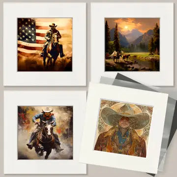 Southwest Full Moon Cowgirl - Wall Art Print - Coastal Cowgirl 8"x10" Artwork - 11"x14" Mat