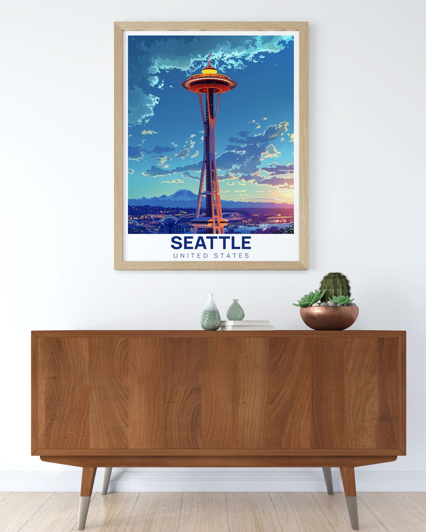 Seattle Travel Poster - Space Needle Travel Art - Seattle Travel Print - Seattle Poster Print - United States Art Print