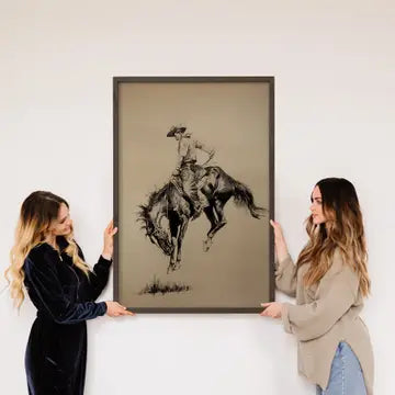 Ride 'em Cowboy - Cowboy Canvas Art - Wood Framed Wall Art