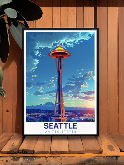 Seattle Travel Poster - Space Needle Travel Art - Seattle Travel Print - Seattle Poster Print - United States Art Print