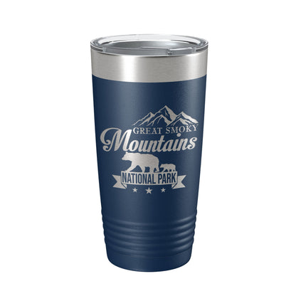Great Smoky Mountains National Park Bear Tumbler GSMNP Travel Mug Gift Insulated Laser Engraved Coffee Cup 20 oz