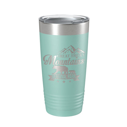 Great Smoky Mountains National Park Bear Tumbler GSMNP Travel Mug Gift Insulated Laser Engraved Coffee Cup 20 oz