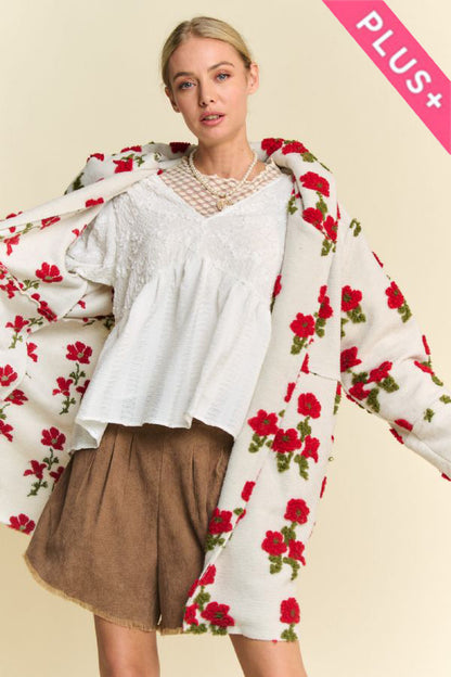 Plus Garden Floral Hoodie Coat Jacket