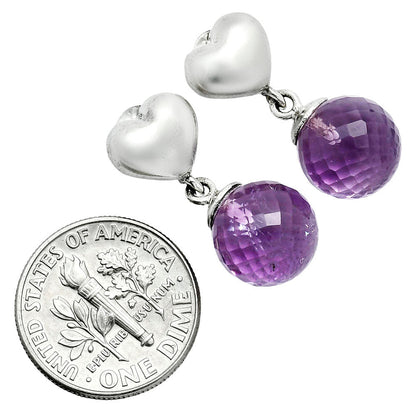 Premium Quality Heart - Amethyst Ball - Brazil Earrings E-1258 11-EE10016