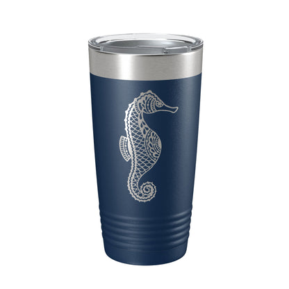 Seahorse Tumbler Zentangle Travel Mug Insulated Laser Engraved Coffee Cup 20 oz
