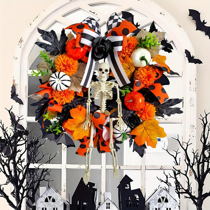 Halloween Skeleton Wreath Pumpkin Skull
