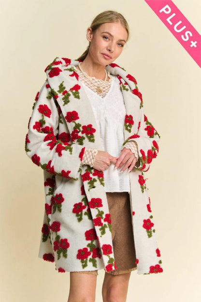 Plus Garden Floral Hoodie Coat Jacket