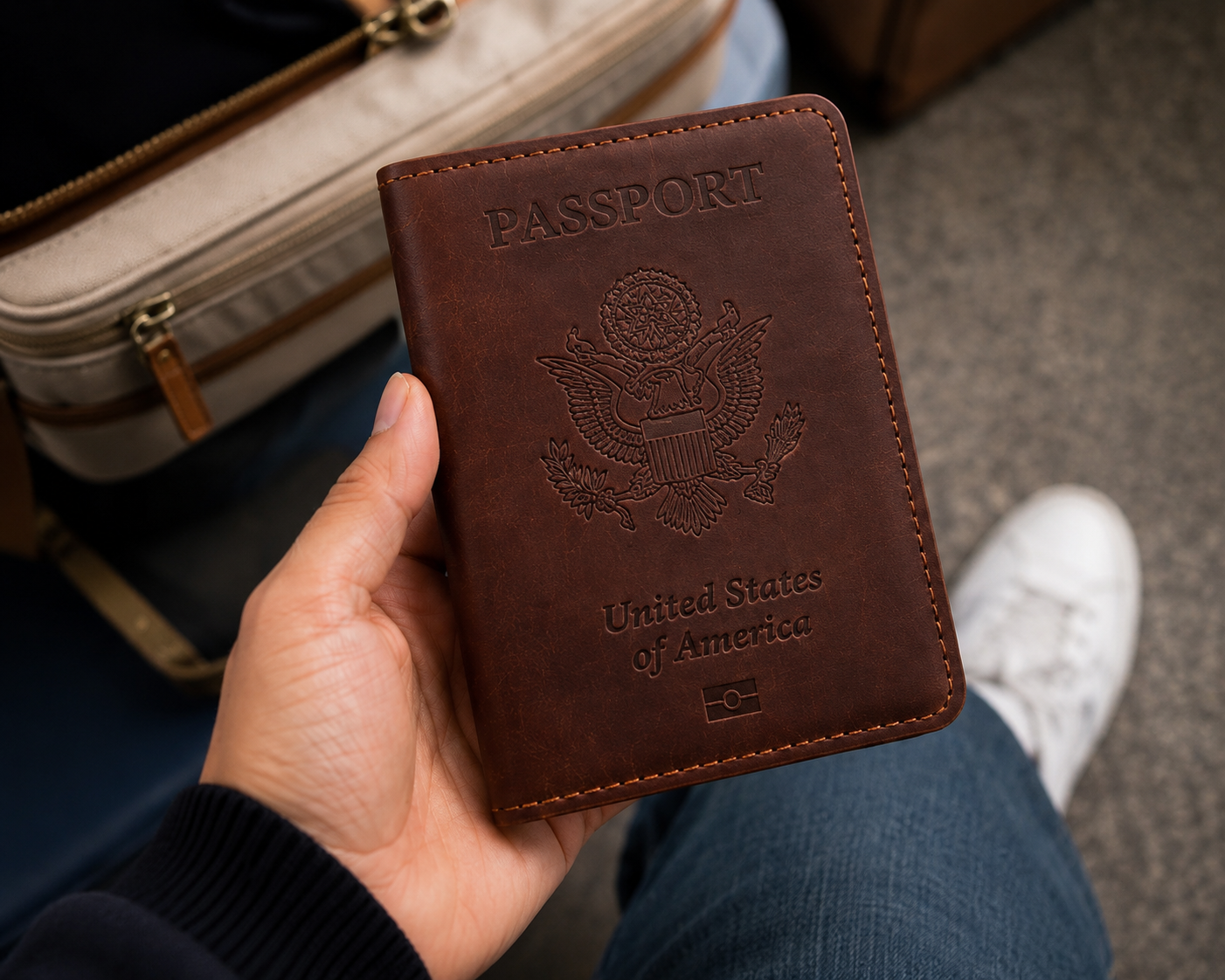 USA. BEARKY Men's Fashionable for Ridge Leather Passport Wallet and Card Holder Portable Passeport Case Cover