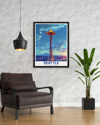 Seattle Travel Poster - Space Needle Travel Art - Seattle Travel Print - Seattle Poster Print - United States Art Print