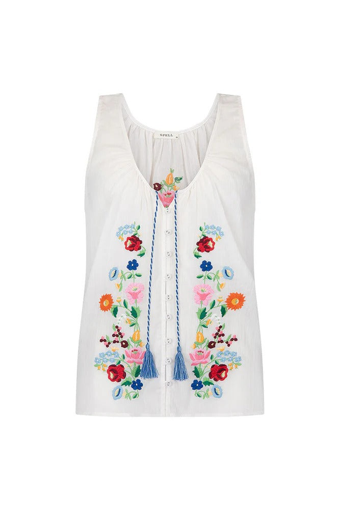Boho Western Embroidered Floral Tassel Tie-Front Vest