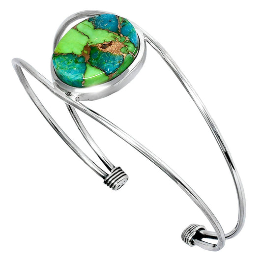 Premium Blue Turquoise In Green Mohave Cuff Bangle Bracelet B-1013 29-EB10203