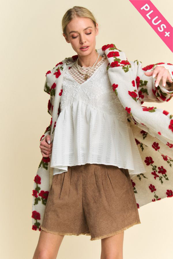 Plus Garden Floral Hoodie Coat Jacket